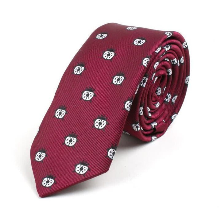Cravatta da uomo con simpatici motivi dei cartoni animati - Coccinella Borgogna - image 14