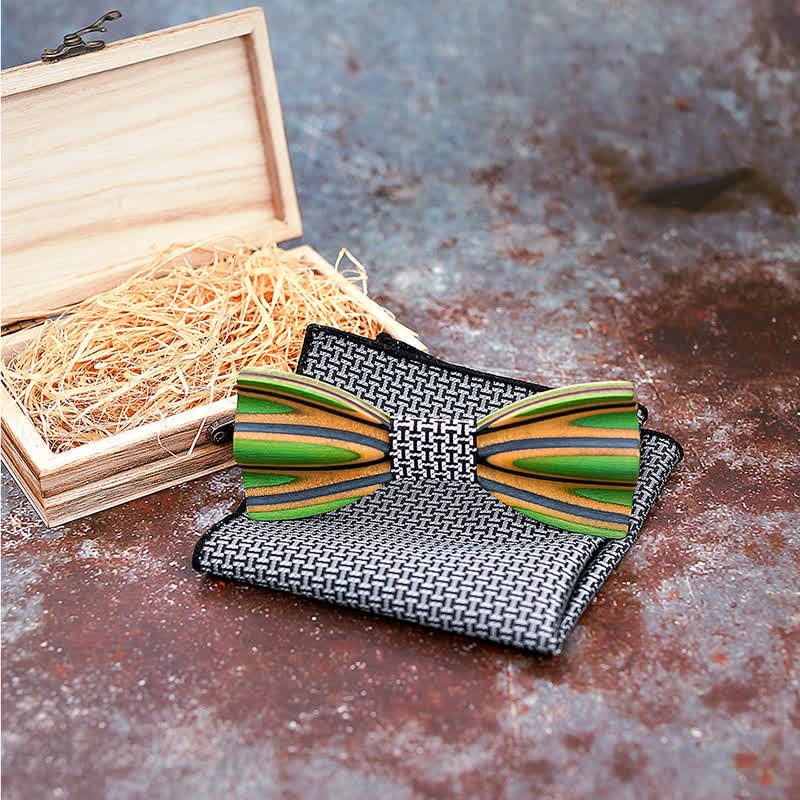 Set di 2 papillon in legno con incisione laser da uomo