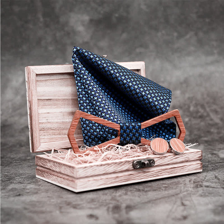 Set di 3 papillon in legno con design intagliato cavo da uomo - image 4