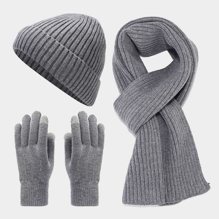 Set di 3 cappelli, sciarpe e guanti classici unisex versatili