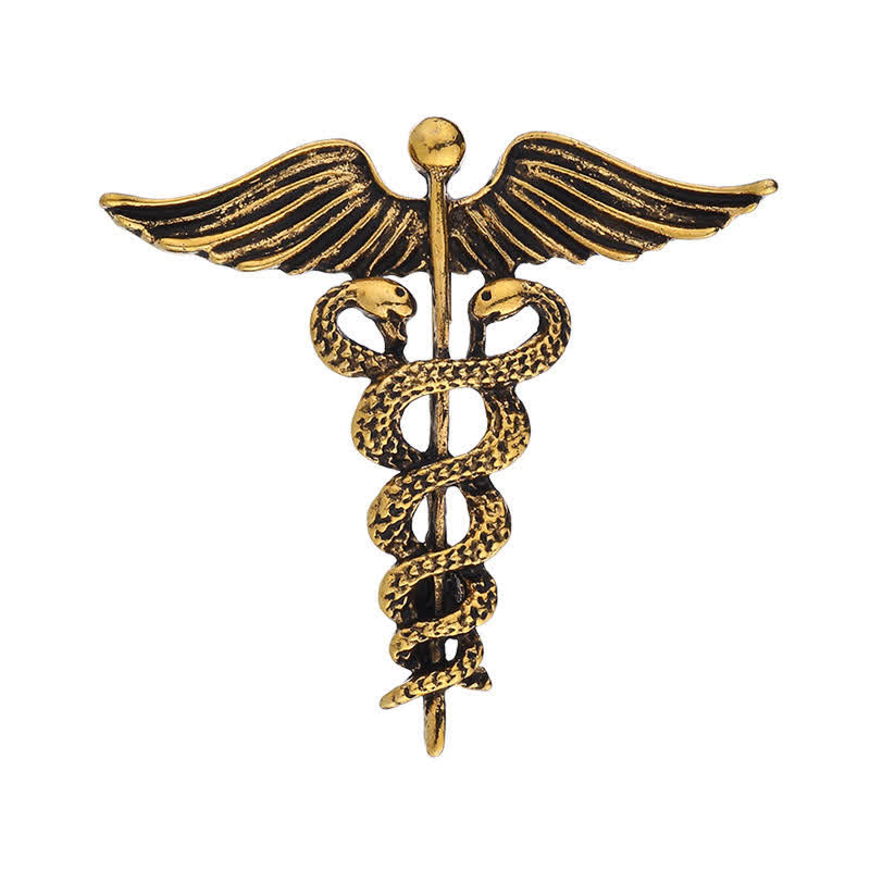 Spilla da uomo con doppio serpente Caduceo