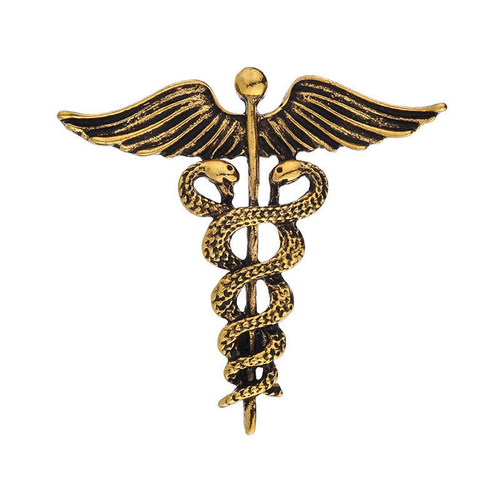 Spilla da uomo con doppio serpente Caduceo