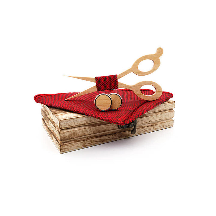 Set di 3 papillon in legno con forbici da uomo