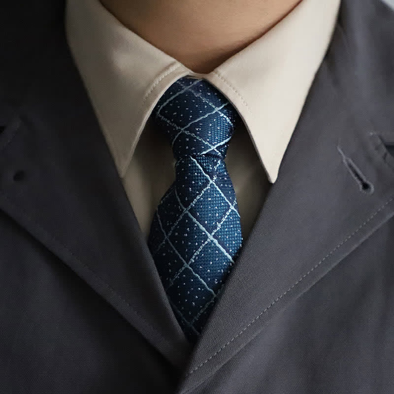 Cravatta elegante con cerniera da uomo, motivo Paisley a righe - Plaid verde acqua - image 1
