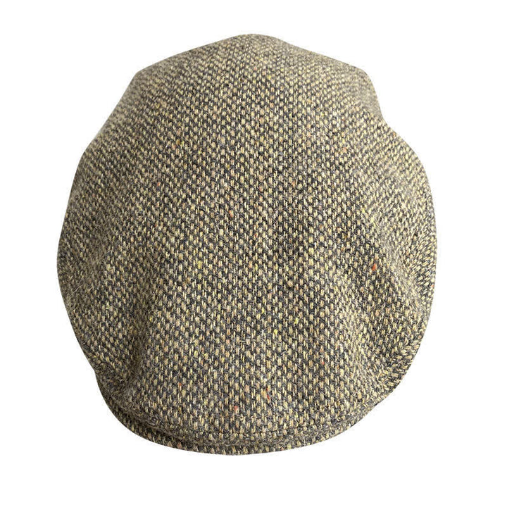 Berretto piatto a quadri a spina di pesce in tweed - image 1