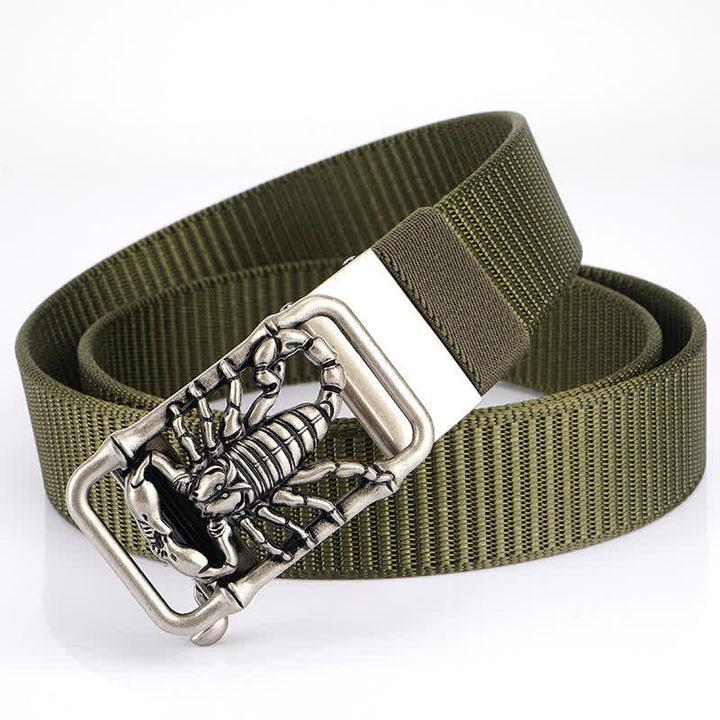 Cintura semplice in nylon con Scorpione Re da uomo - Verde militare / Argento - 48" - image 16