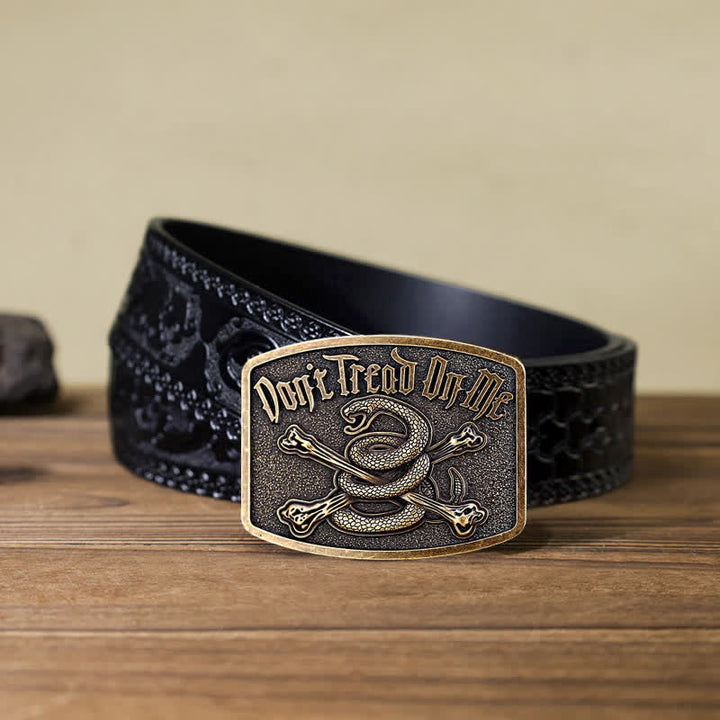Cintura in pelle con fibbia Attitude Skull Rattlesnake fai da te da uomo