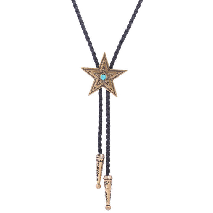 Collana con ciondolo a forma di stella in pietra naturale vintage Bolo Tie