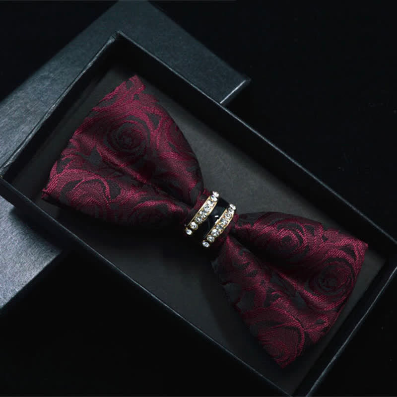 Papillon da uomo con motivo floreale Paisley a righe e strass
