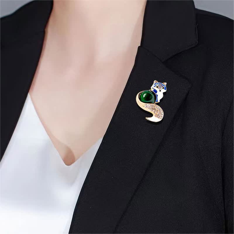 Spilla da donna in smalto a forma di volpe