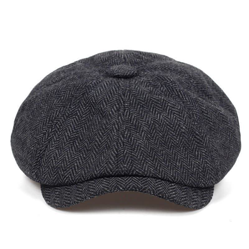 Cappello basco ottagonale a spina di pesce retrò - Nero - Regolabile (circa 22"-24") - image 6