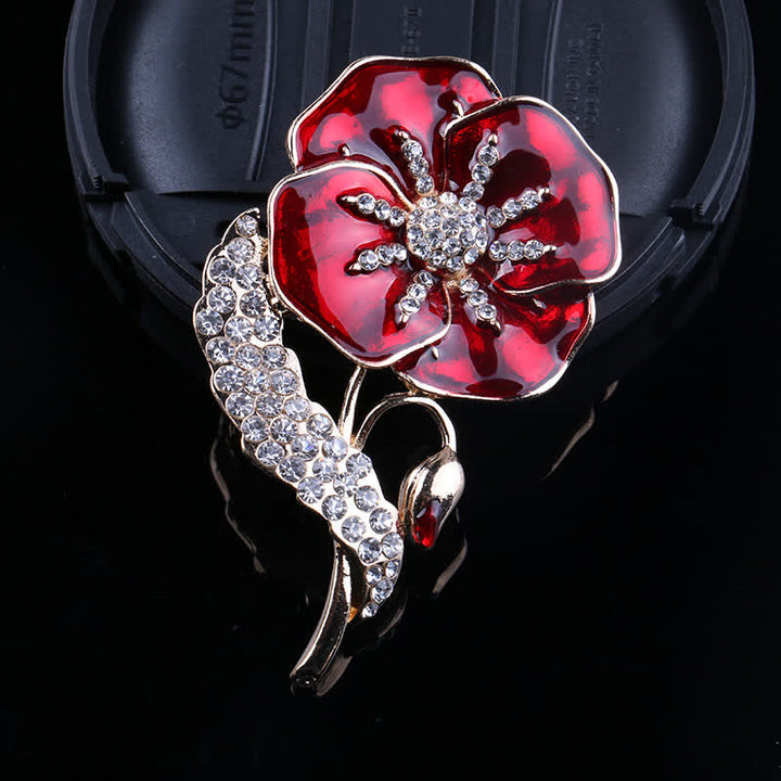 Spilla unisex con strass e papavero per il Memorial Day