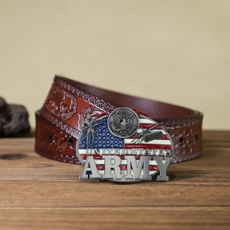 Cintura in pelle con fibbia dell'esercito americano fai da te da uomo