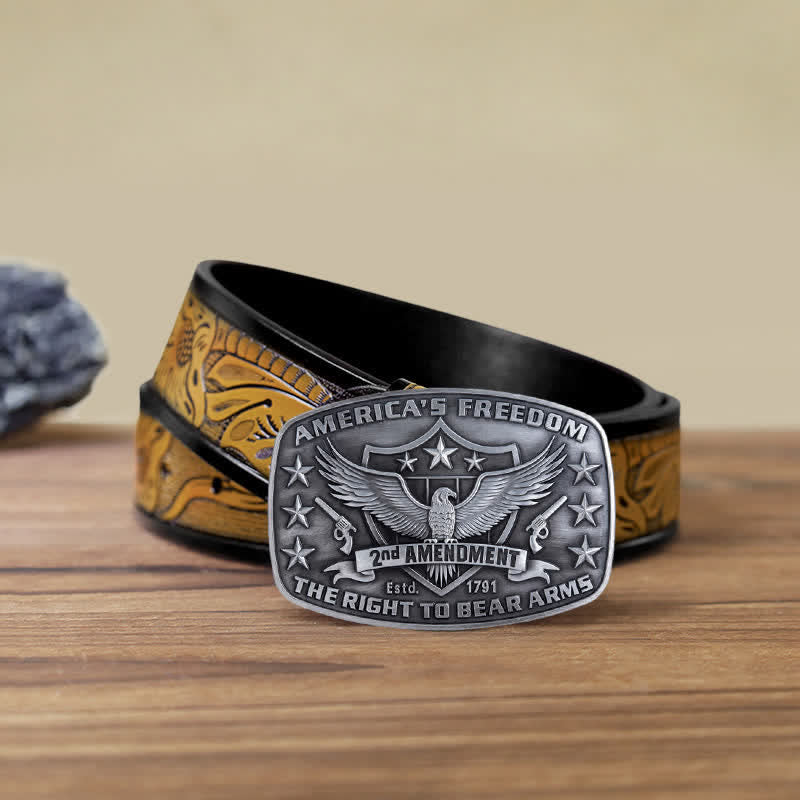 Cintura in pelle con fibbia America's Freedom Eagle fai da te da uomo