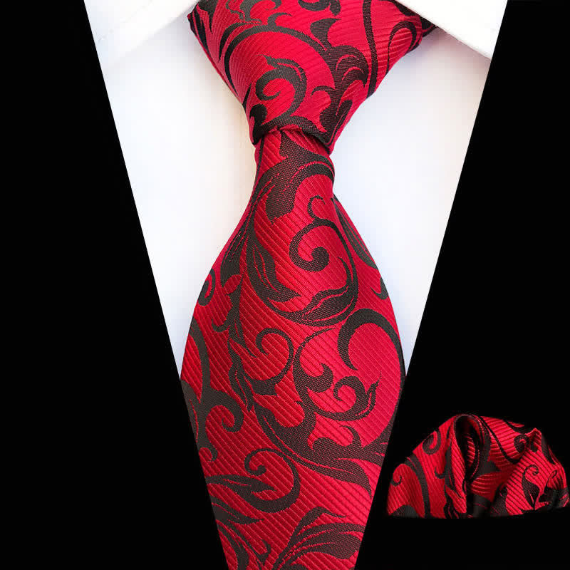 Set di 2 cravatte floreali con motivo a vortice vegetale da uomo - Rosso - image 6