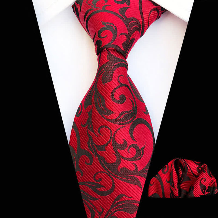 Set di 2 cravatte floreali con motivo a vortice vegetale da uomo - Rosso - image 6