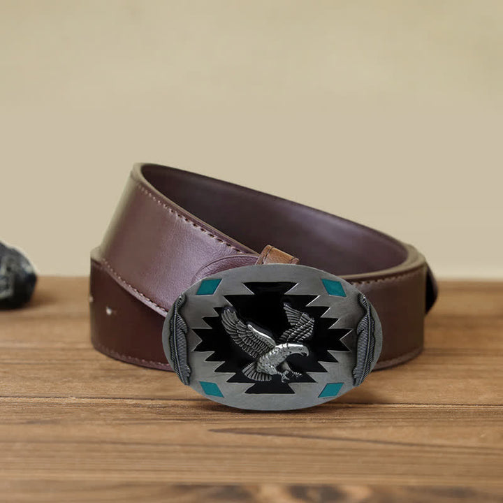 Cintura in pelle fai da te con fibbia Western Flying Eagle da uomo