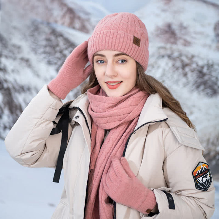 Set di 3 pezzi unisex di caldo cappello sciarpa guanti