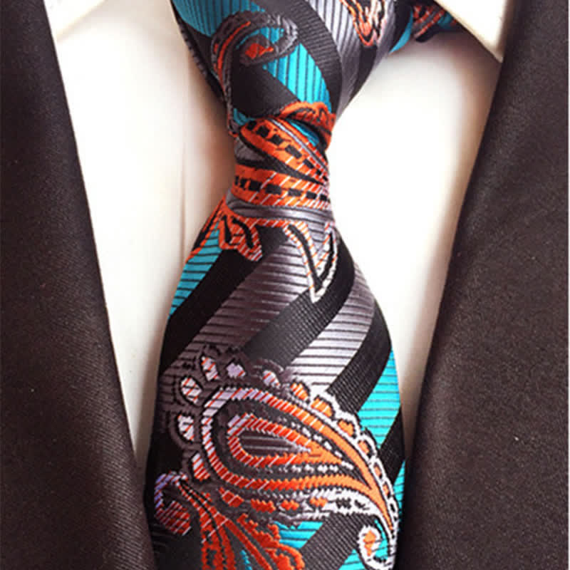 Cravatta Paisley Ingenious da uomo, celeste e arancione - image 1