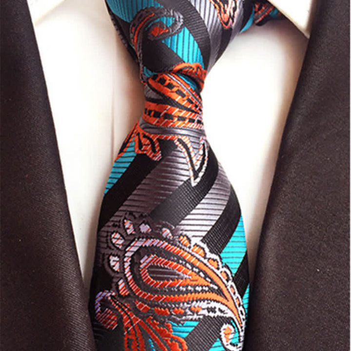Cravatta Paisley Ingenious da uomo, celeste e arancione
