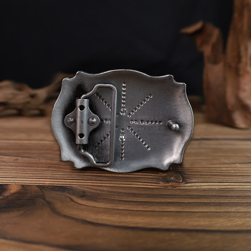 Cintura in pelle fai da te con fibbia in argento anticato Longhorn Bull da uomo