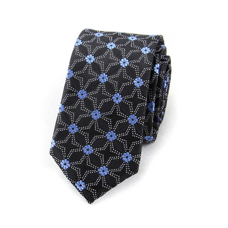 Cravatta geometrica con ricamo floreale da uomo