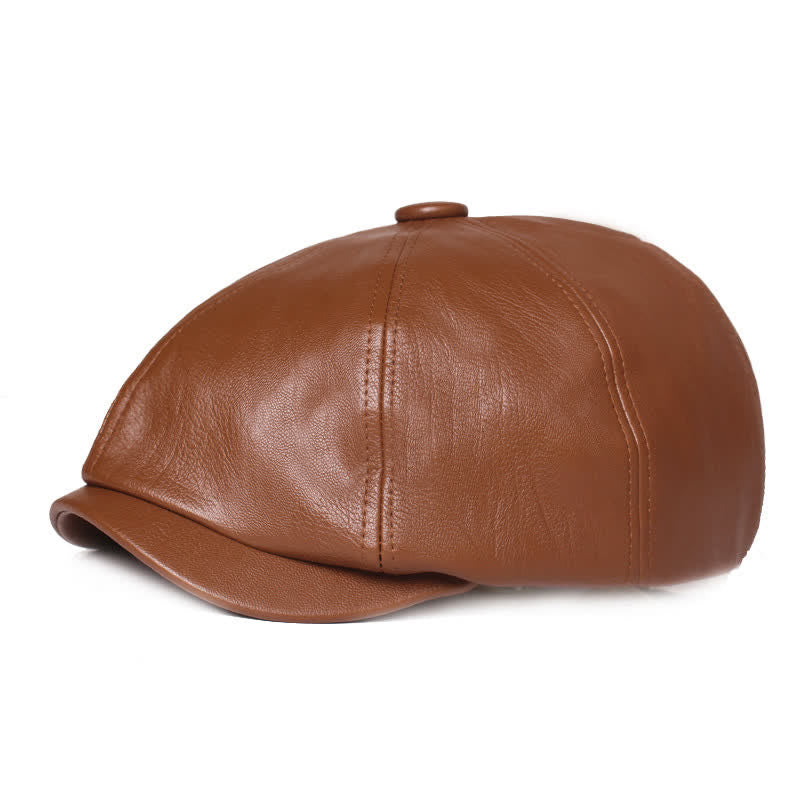 Berretto in pelle minimalista con colori semplici - Caffè - Regolabile (circa 22"-23 1/4") - image 1