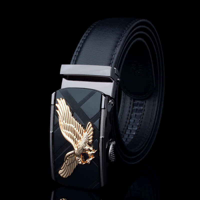 Cintura in pelle con fibbia automatica Animal Eagle da uomo