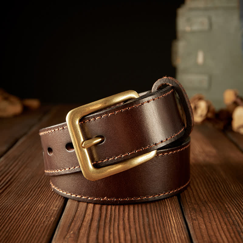 Cintura in pelle con fibbia a un ardiglione vintage da uomo