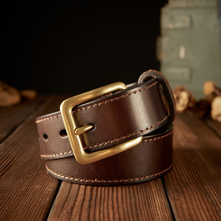 Cintura in pelle con fibbia a un ardiglione vintage da uomo
