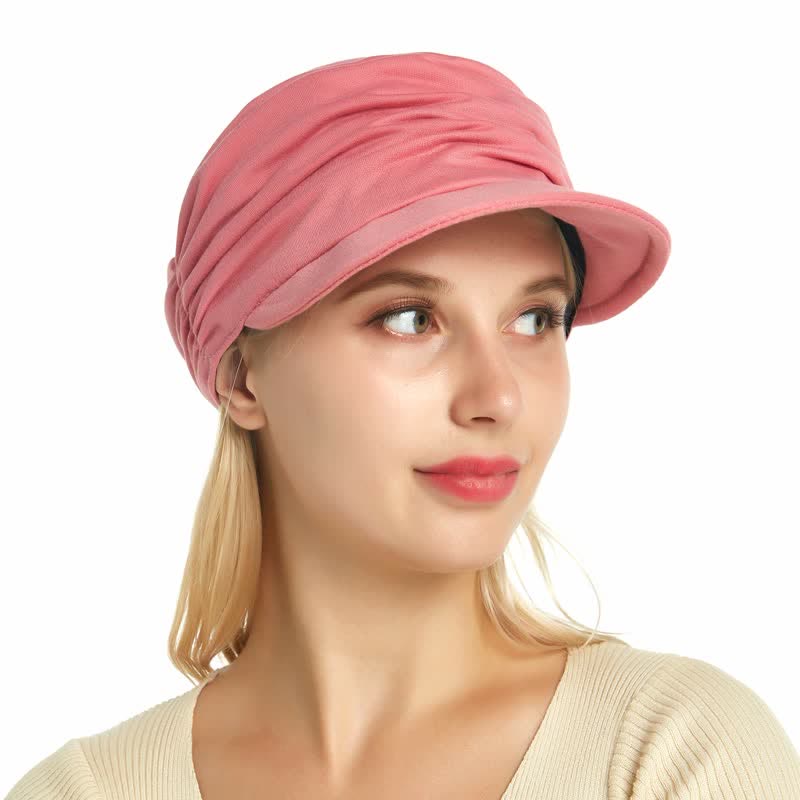 Cappello da baseball plissettato con tesa morbida da donna