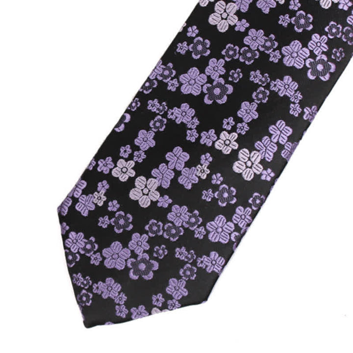 Cravatta sottile da uomo con piccoli fiori viola - image 2