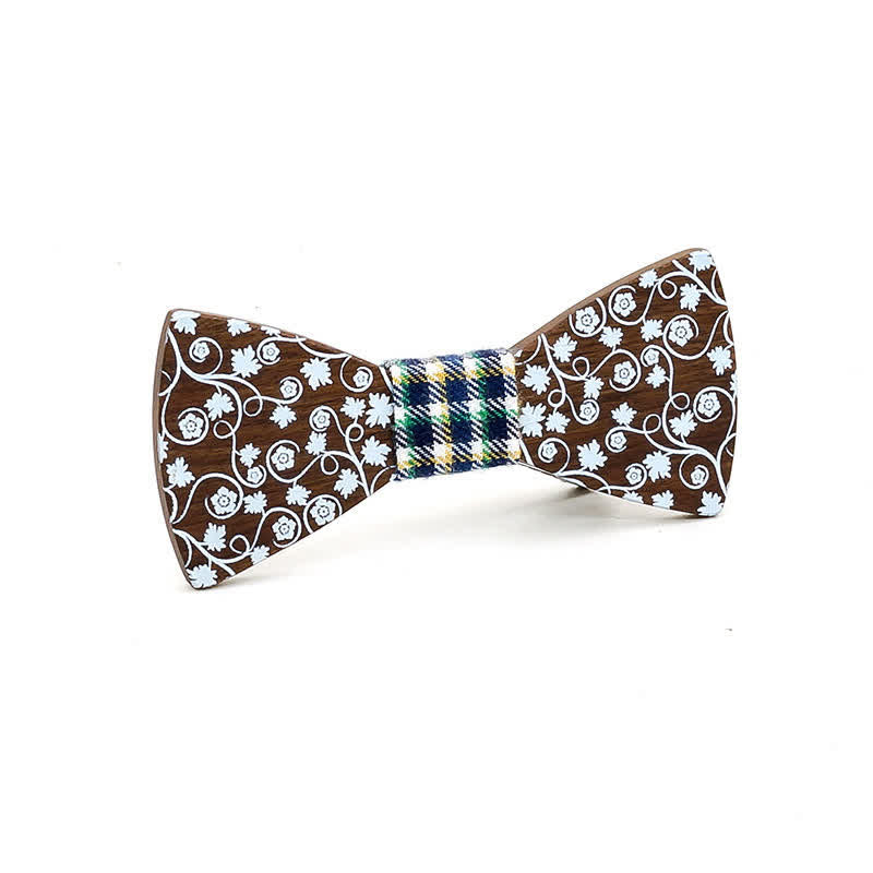 Papillon in legno con stampa floreale Kid Glorious - Plaid blu navy - image 7