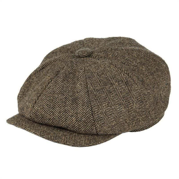Classico berretto ottagonale in tweed a spina di pesce
