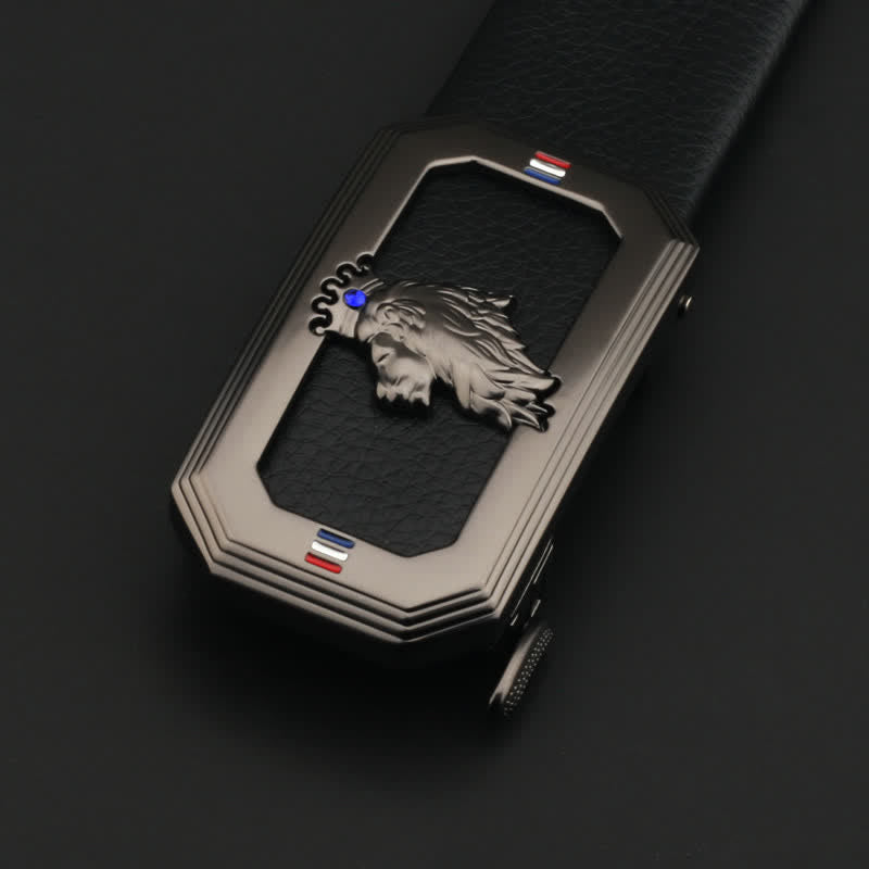 Cintura in pelle fai da te da uomo con fibbia automatica a forma di testa di leone - Grigio - Senza cintura - image 13