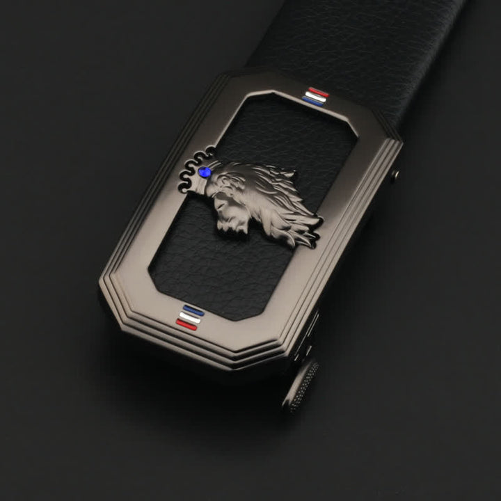 Cintura in pelle fai da te da uomo con fibbia automatica a forma di testa di leone - Grigio - Senza cintura - image 13