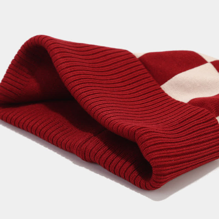 Set di 3 cappelli, sciarpe e guanti a quadri a scacchi unisex