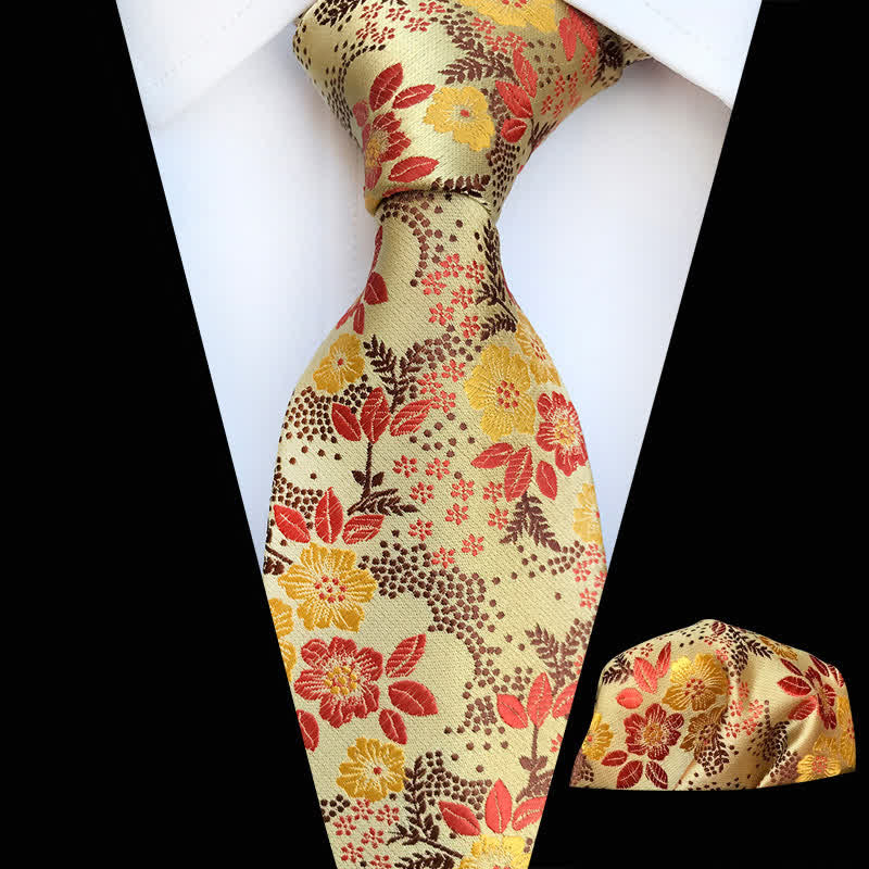 Set di 2 cravatte floreali con fiori di prugna da uomo - Giallo - image 7