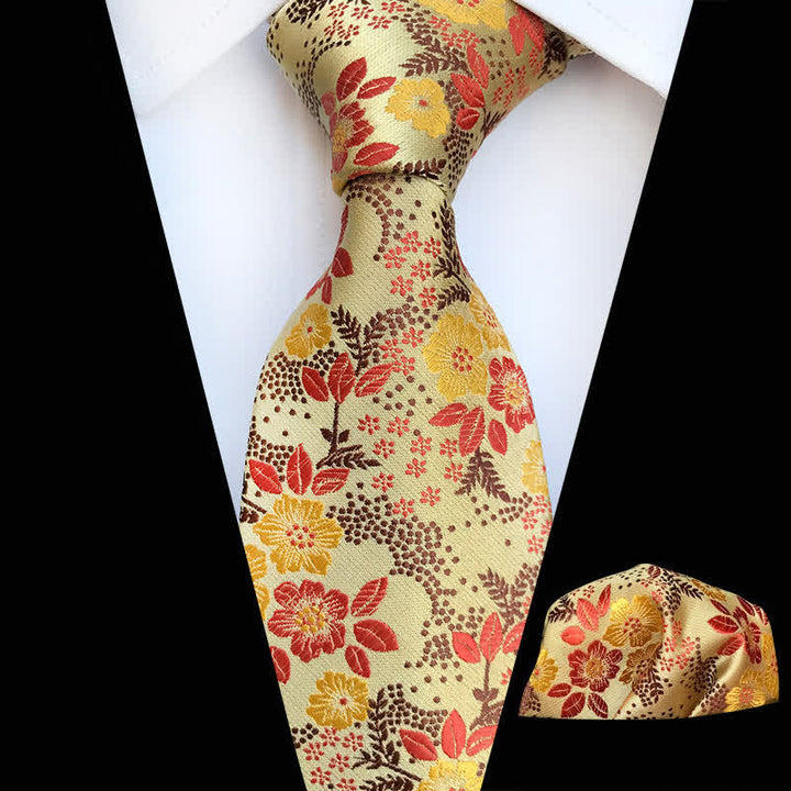 Set di 2 cravatte floreali con fiori di prugna da uomo - Giallo - image 7