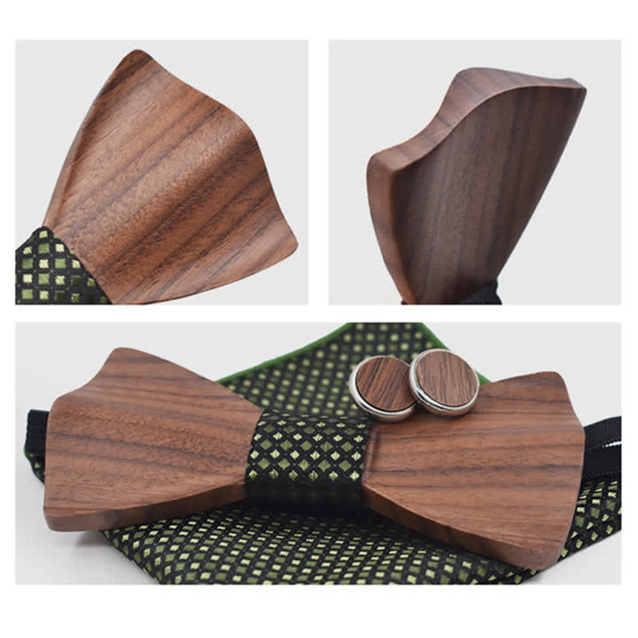Set di 3 papillon in legno di noce nero da uomo