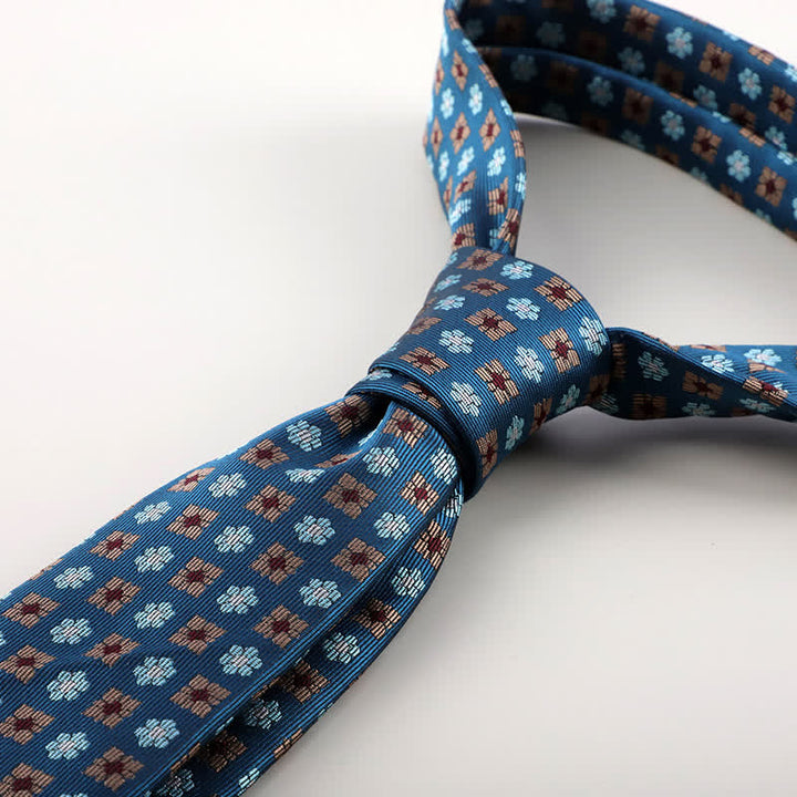 Cravatta testurizzata con piccoli fiori geometrici da uomo 