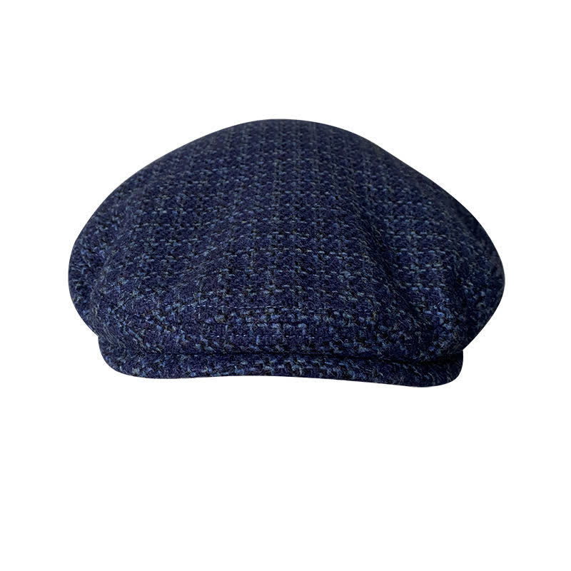 Berretto invernale autunno-inverno a scacchi blu navy - image 1