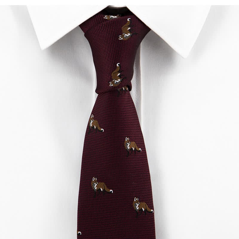 Cravatta da uomo bordeaux "Prowling Little Foxes"