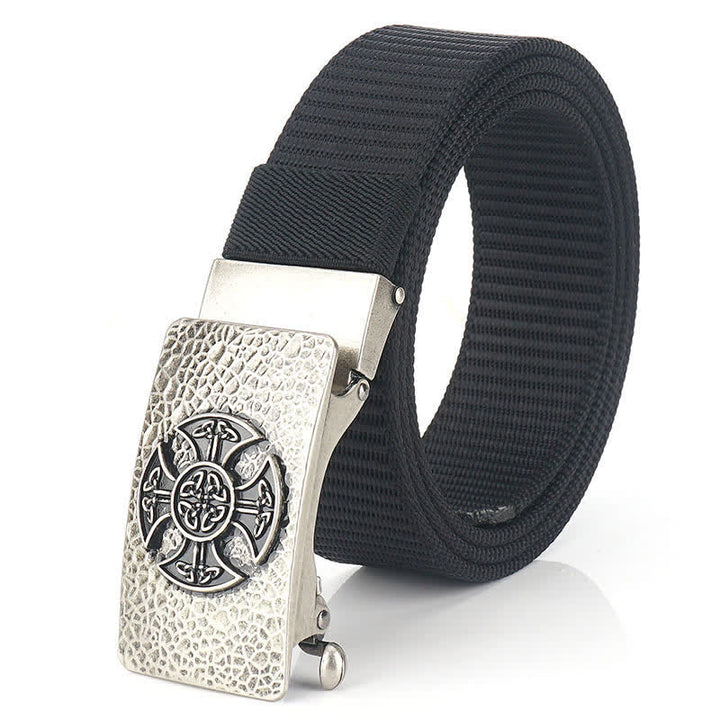 Cintura in nylon per il tempo libero in stile retrò da uomo - Nero / Argento - 48" - image 16