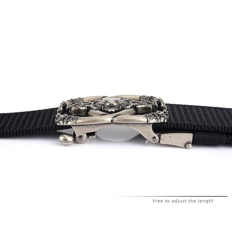 Cintura da uomo in nylon con scritta "Fierce Wolves In Flame"
