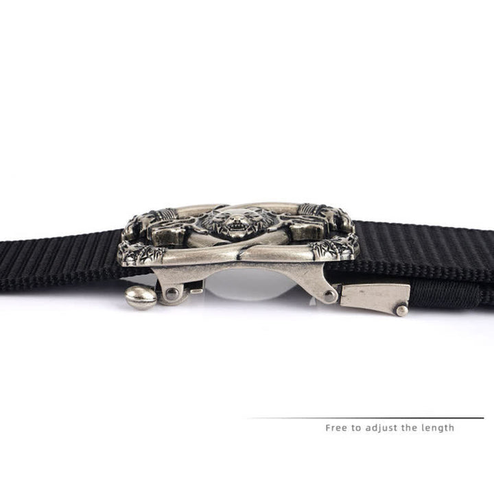 Cintura da uomo in nylon con scritta "Fierce Wolves In Flame"