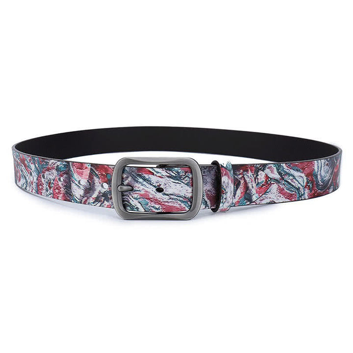Cintura in vera pelle con motivo graffiti dipinto rosso verde