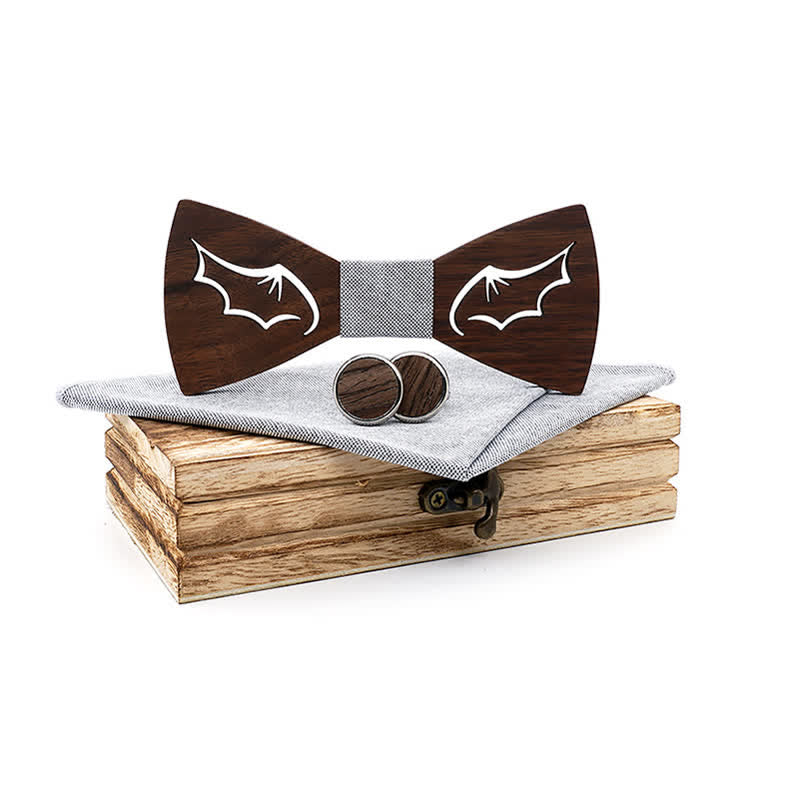 Set di 3 papillon in legno con ali di demone da uomo