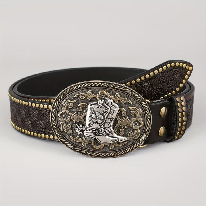 Cintura in pelle con fibbia ovale, stile retrò, da uomo, in argento - image 1