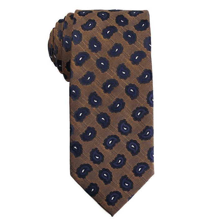 Cravatta da uomo con motivo floreale Paisley della serie Gold Orange